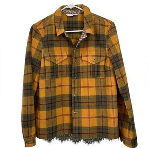 Sundance gold and green plaid wool Shackett/over shirt. Size small.